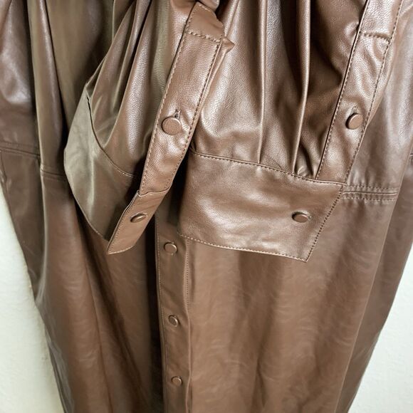 Rachel Comey x Target Long Sleeve Faux Leather Button Up Dress Brown Size 1X New - Picture 12 of 13